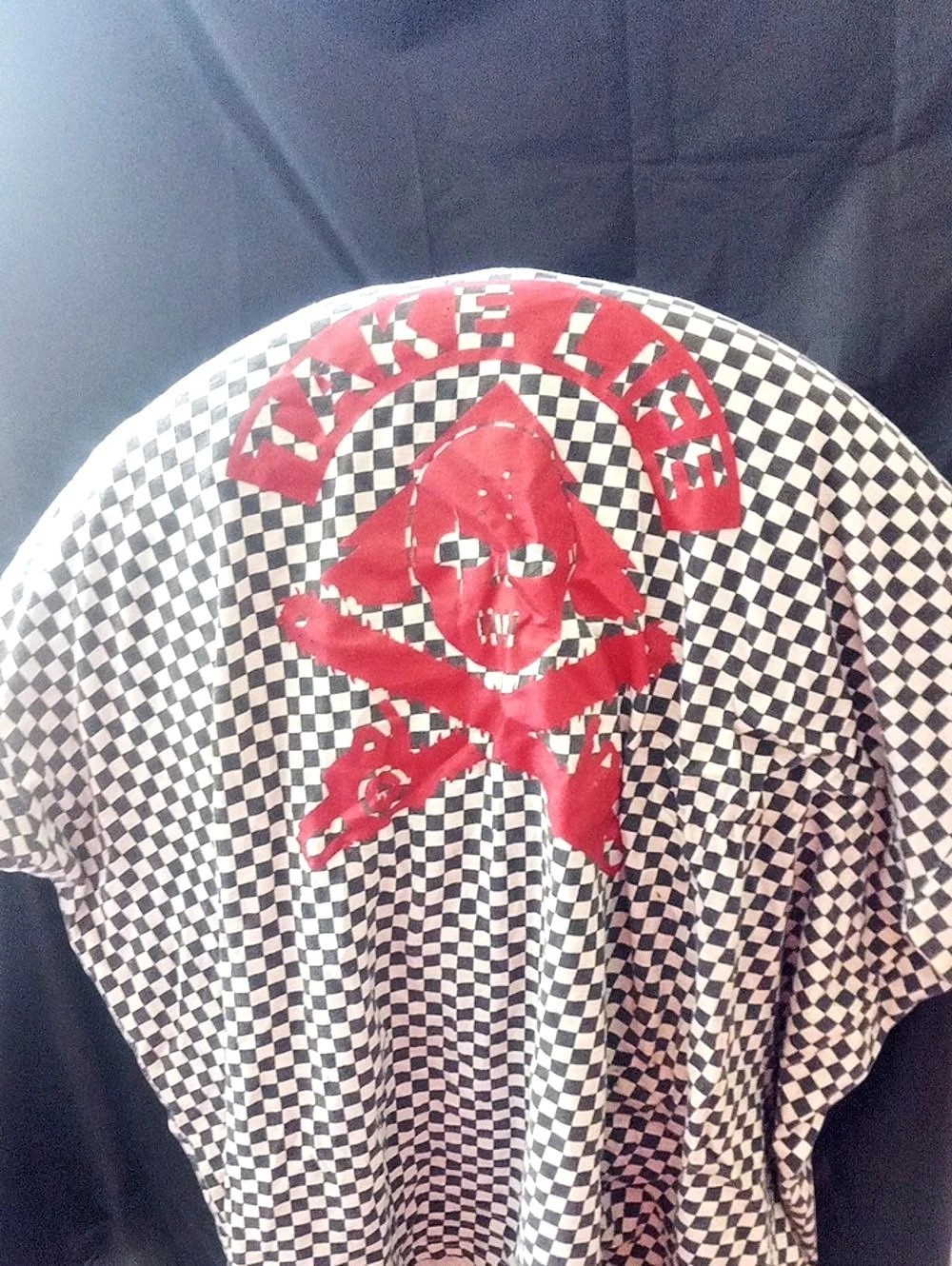 Checkered Graphic Crop Top Size Medium